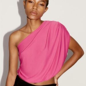 Small Zara pink one shoulder top